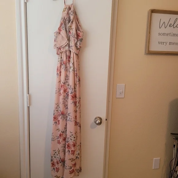 Lush Floral Maxi Dress Teared Layered  Flower Print Long size XS - Picture 2 of 3